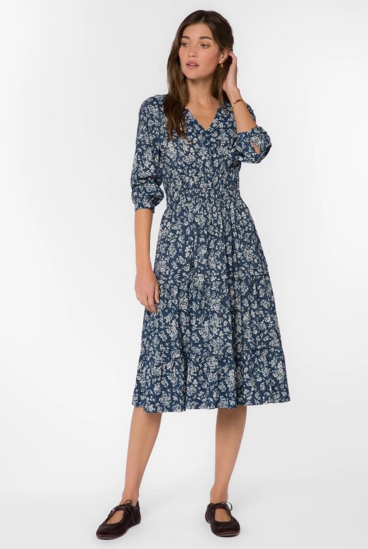 Navy Floral Cordero Midi