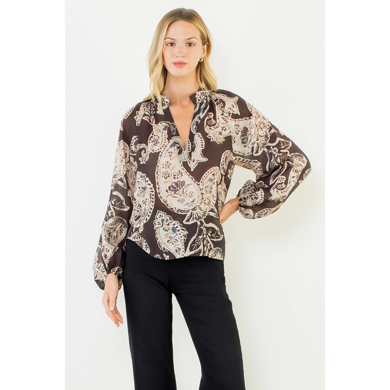 Brown Paisley Blouse