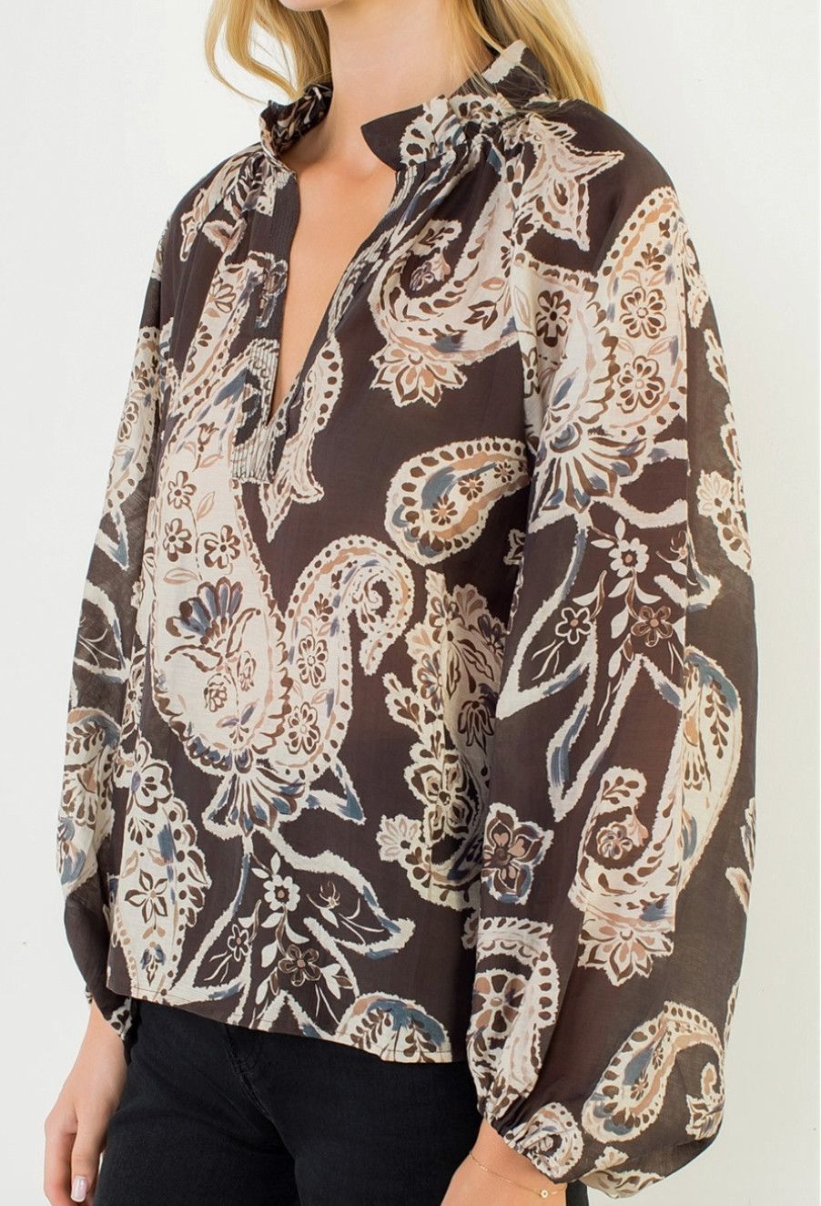 Brown Paisley Blouse