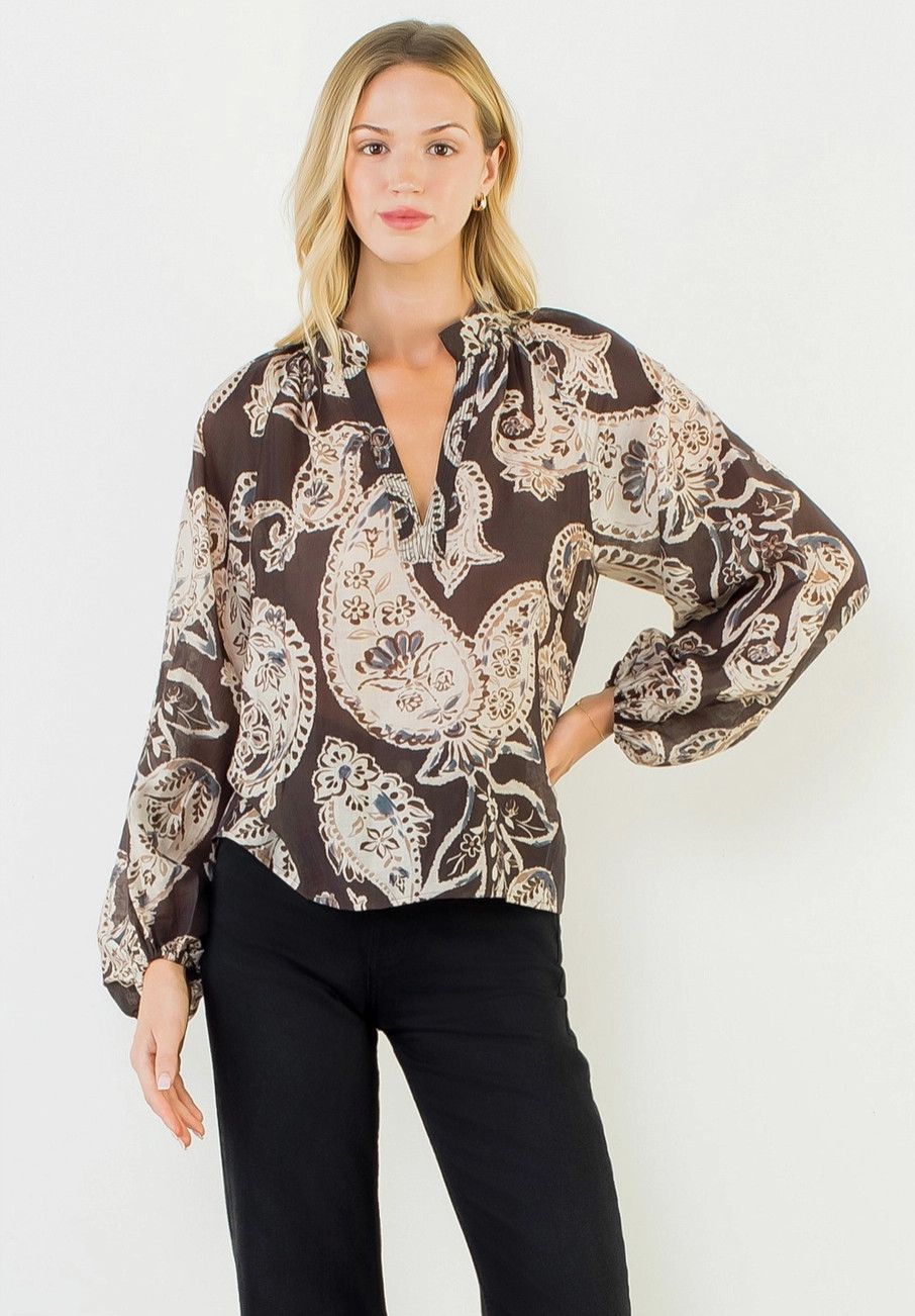 Brown Paisley Blouse