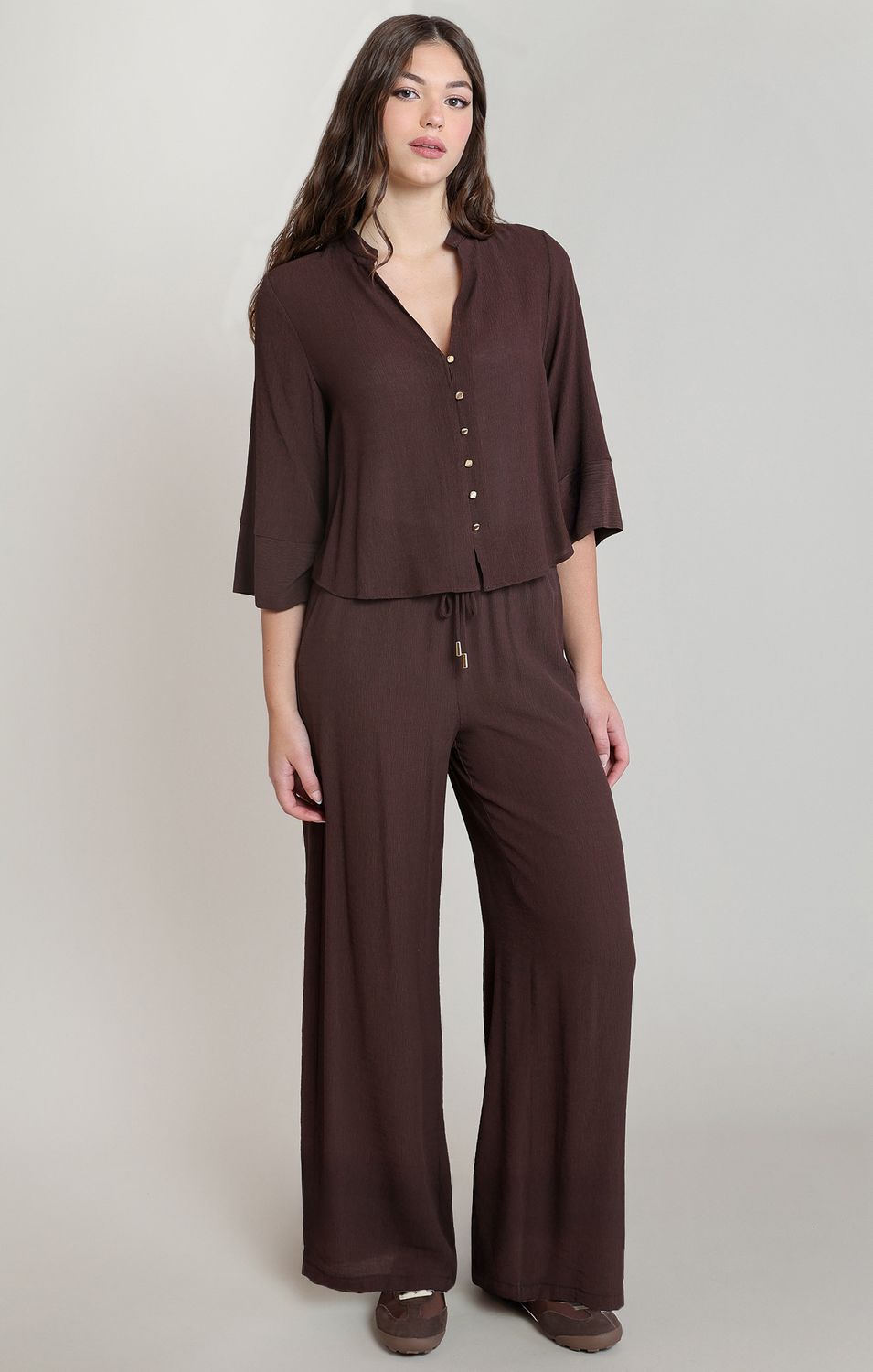 Dark Chocolate Flowy Wide Leg Pants
