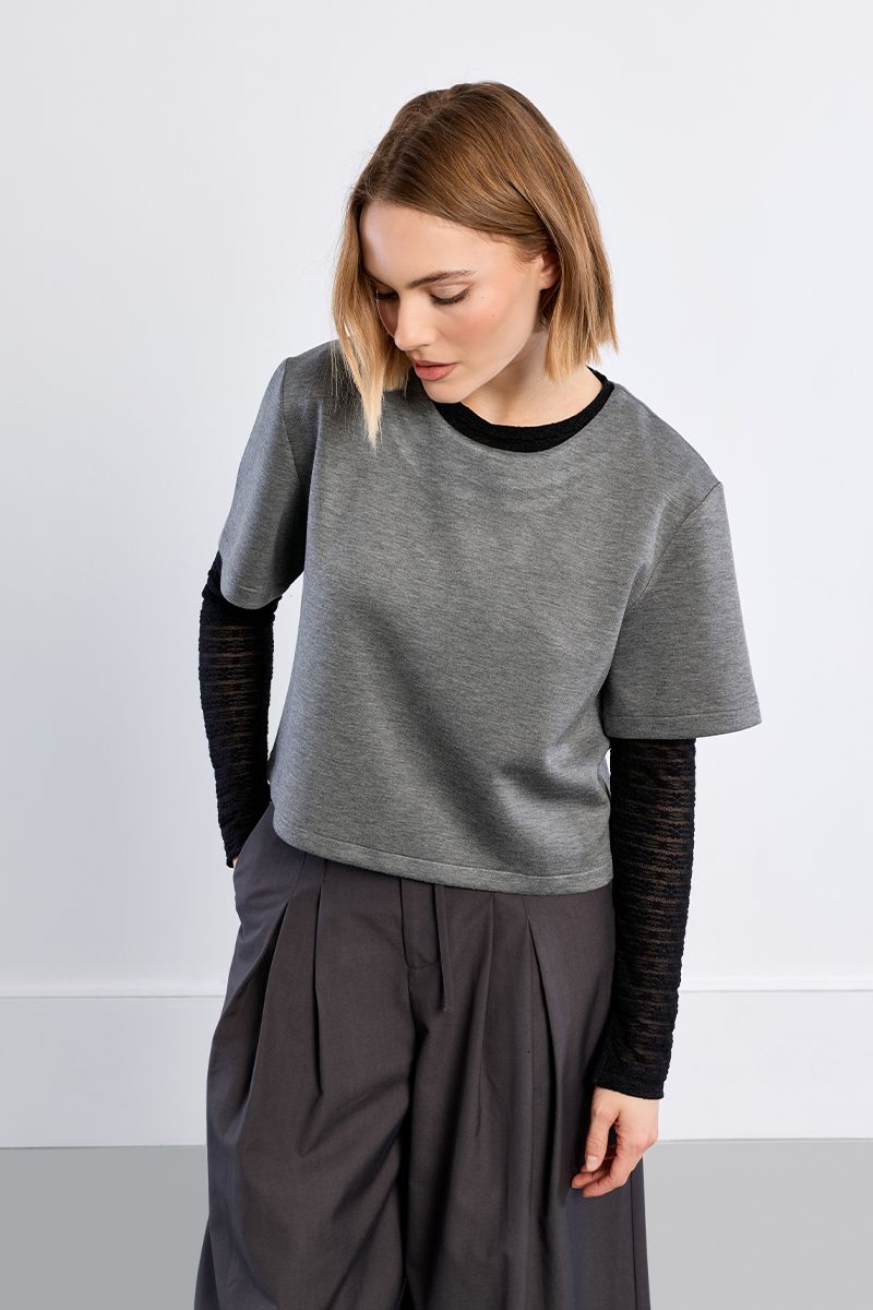 Grey Boxy Short Sleeve Tee