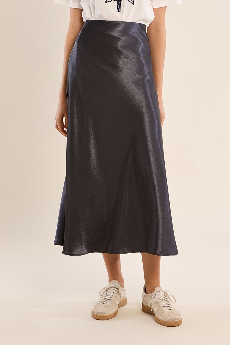 Gun Metal Satin Skirt