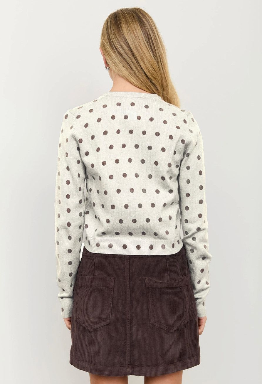 Cream Polka Dot Button Down Cardigan