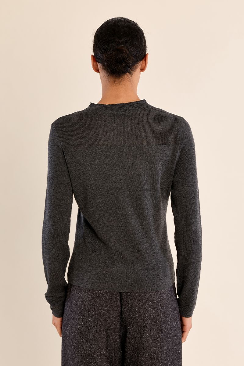Dark Grey Rhinestone Sweater