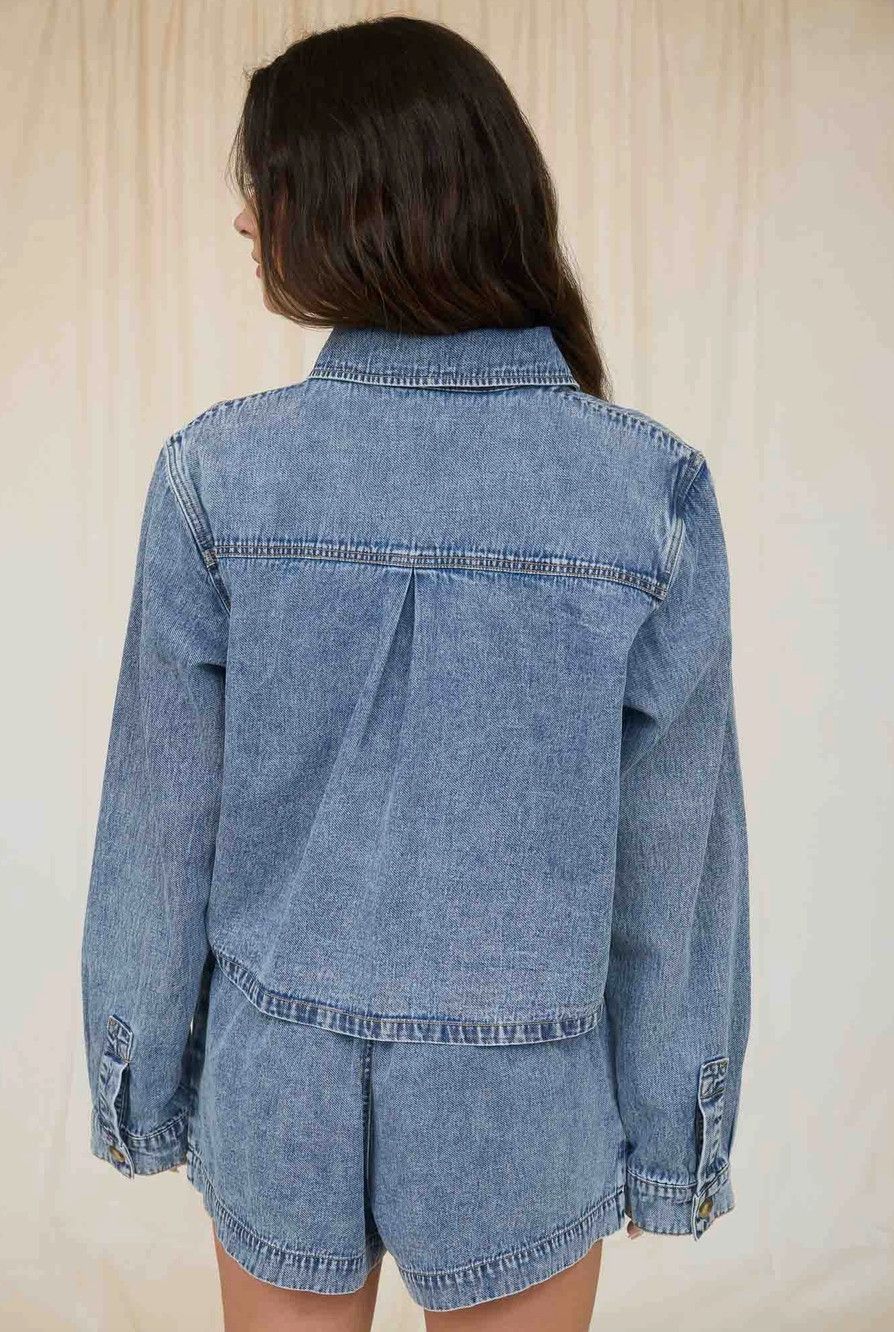 Denim Collared Boxy Shirt