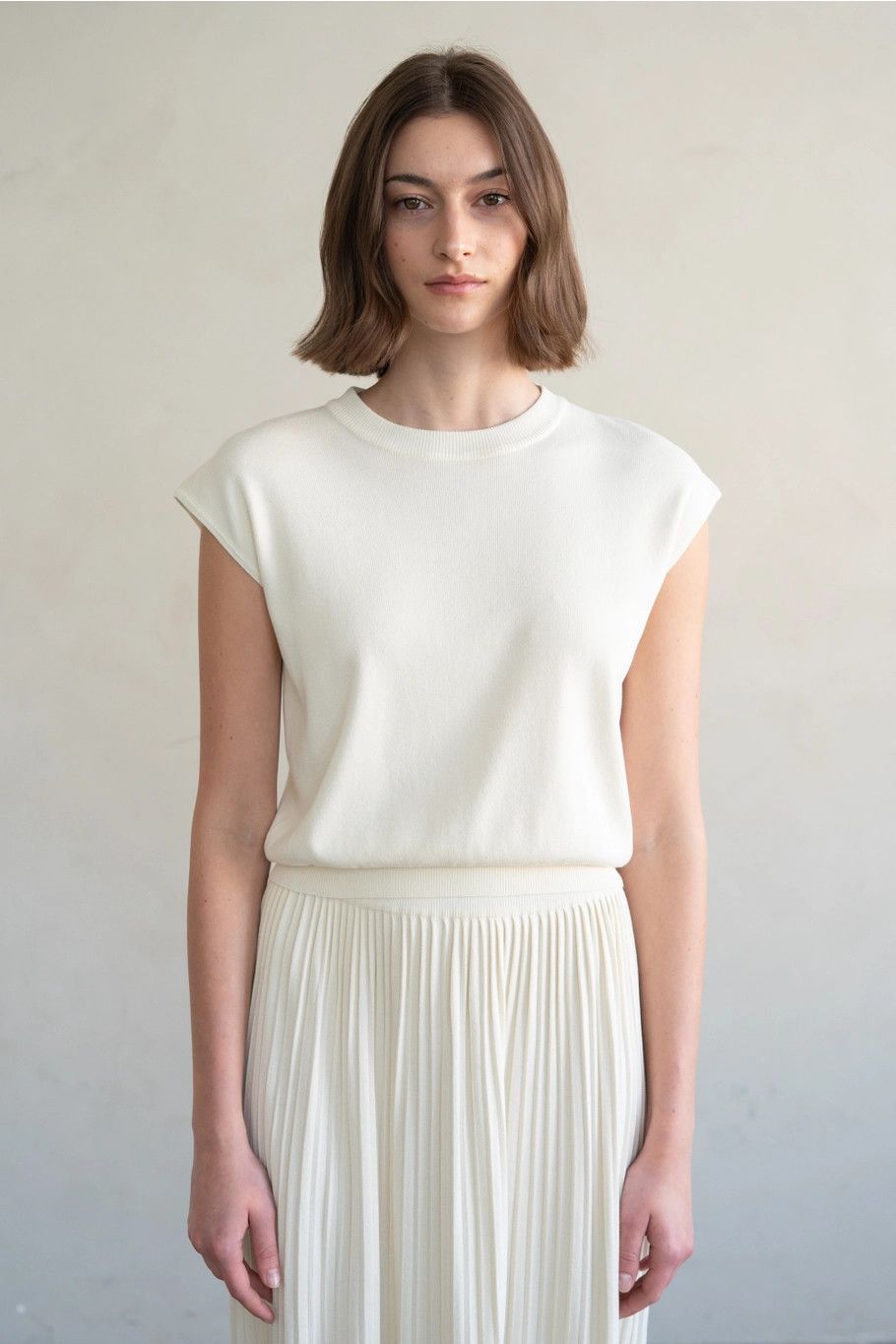 Ivory Crew Neck Knitted Top