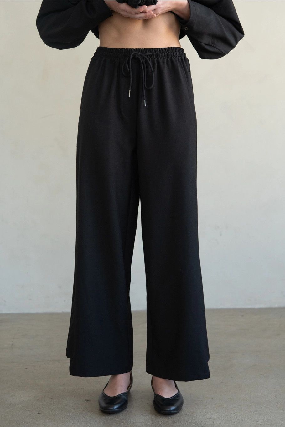 Black Wide Leg Drawstring Trouser