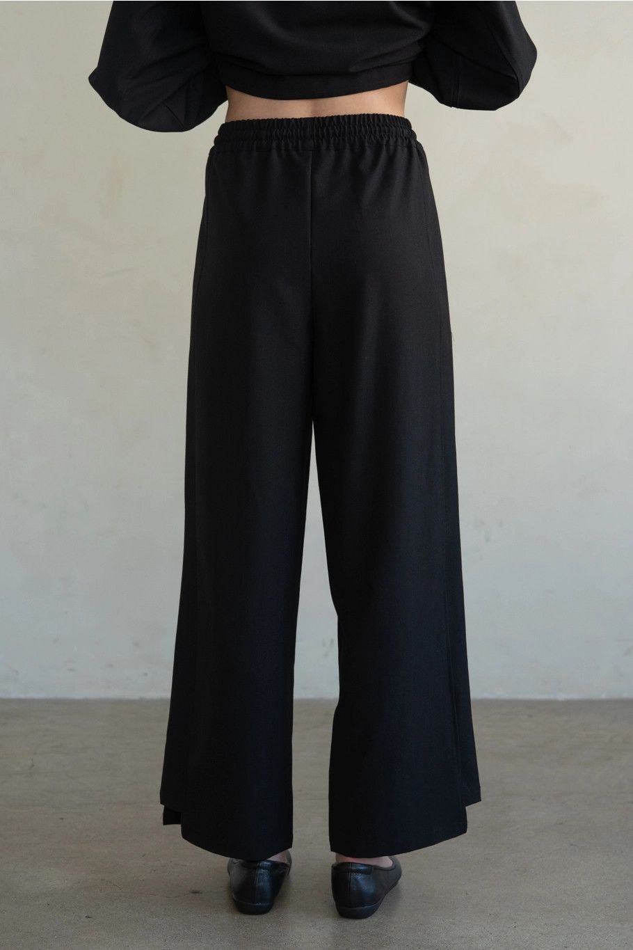 Black Wide Leg Drawstring Trouser