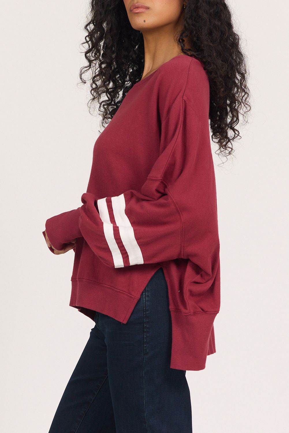Tibetan Red Trenton Varsity Stripe Oversized Top
