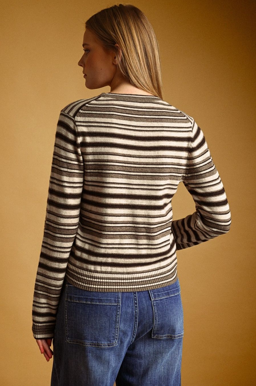 Brown Striped Knit Top