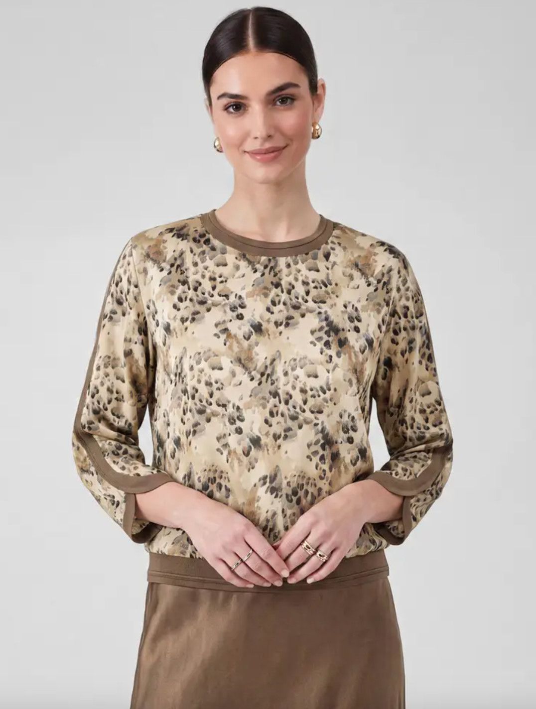 Leopard Printed Crew Neck Top