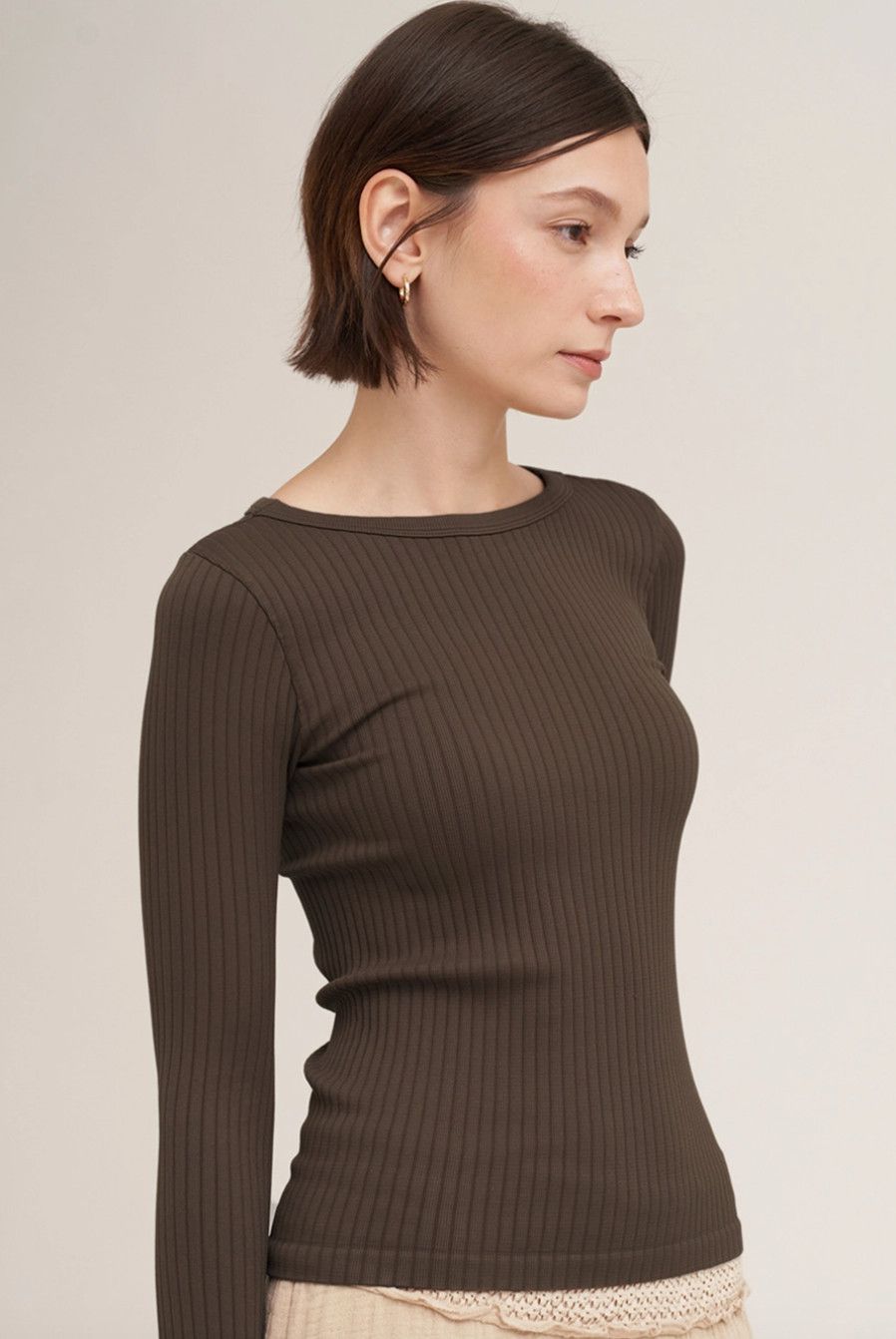 Wide Ribbed Mock Neck Top