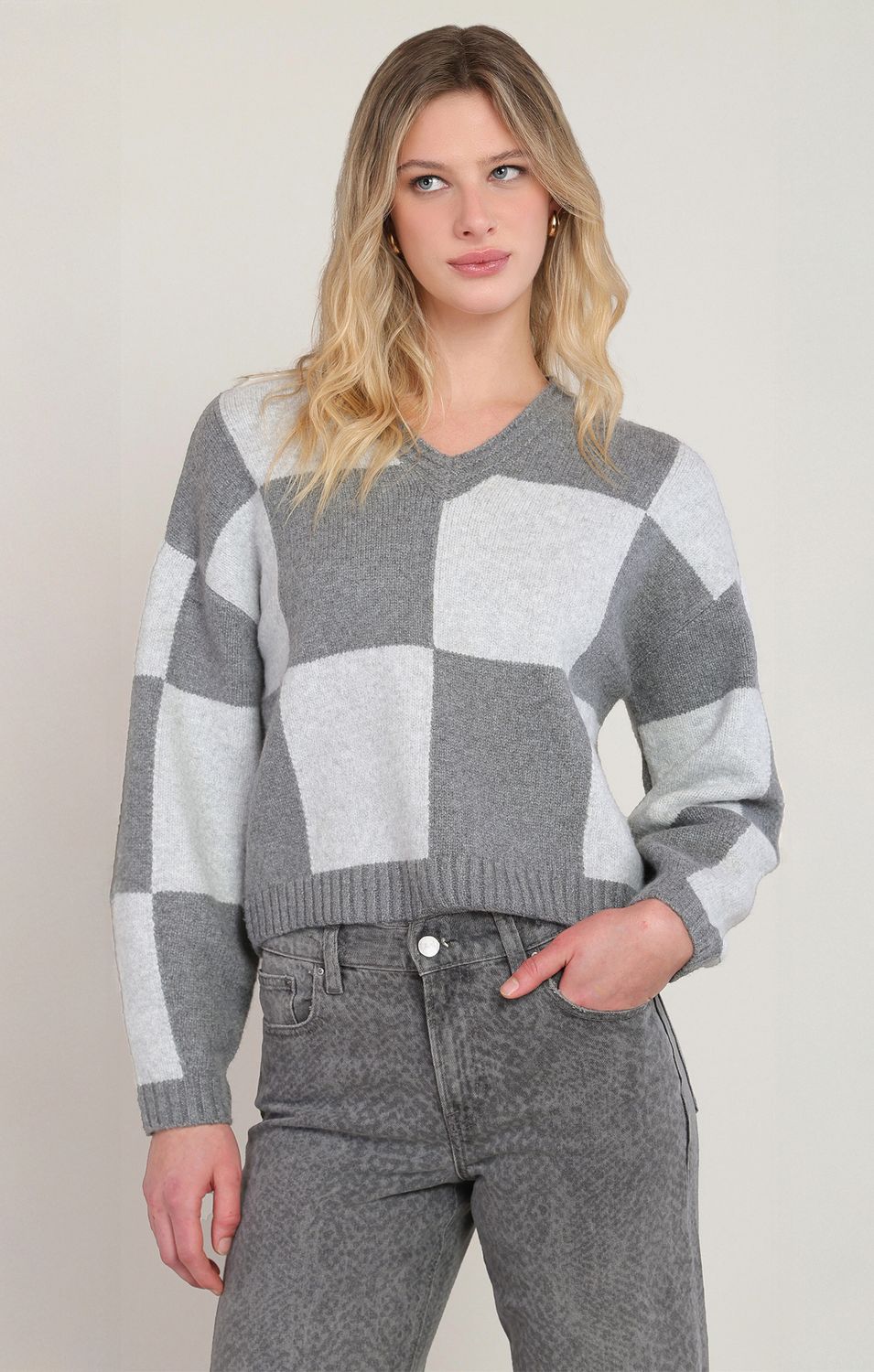 Grey Colorblock Sweater