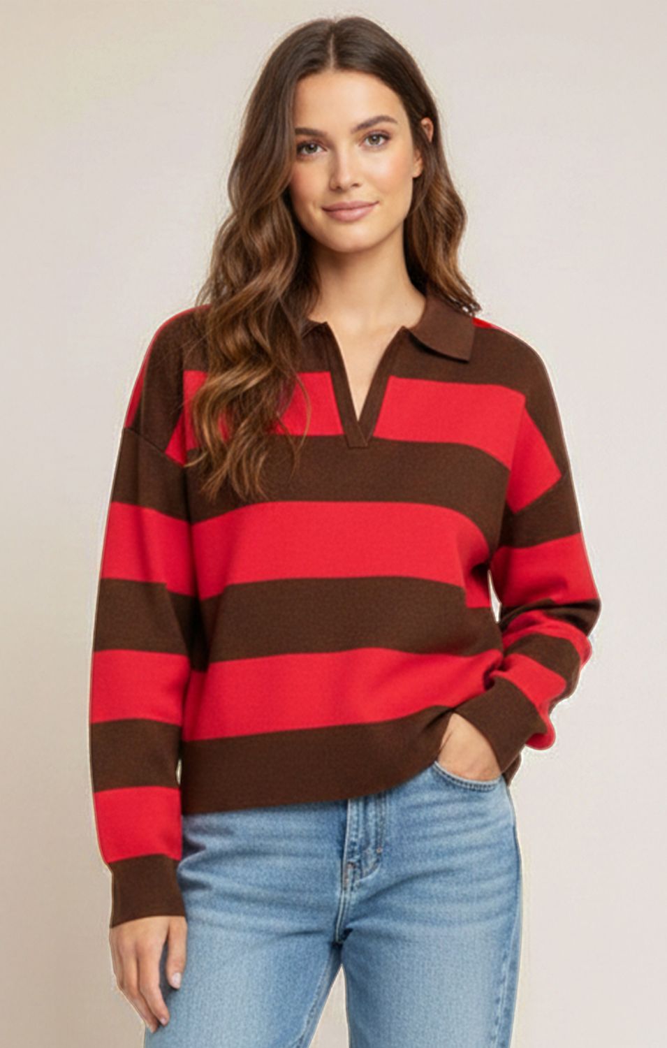 Red Striped Polo Shirt