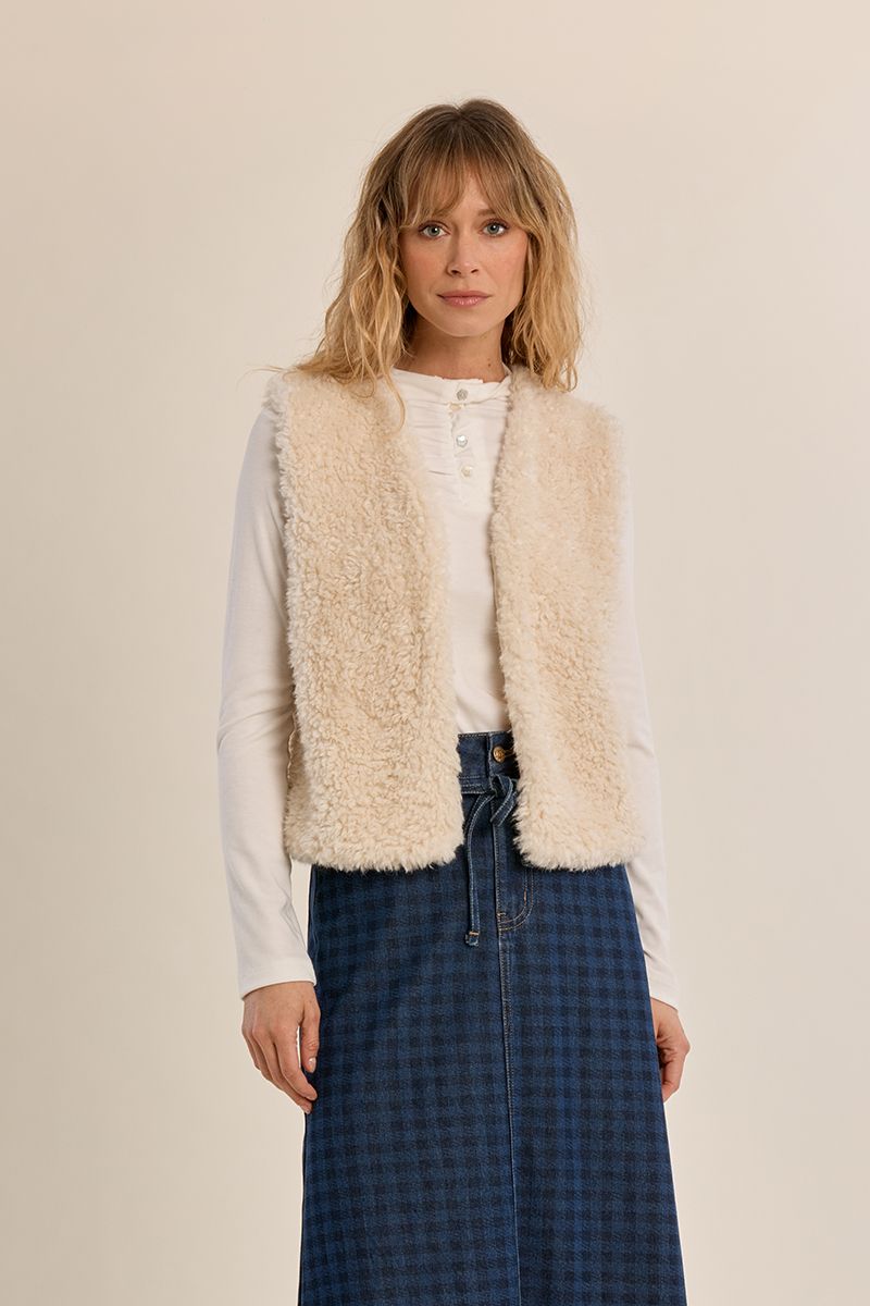 Off White Faux Fur Vest