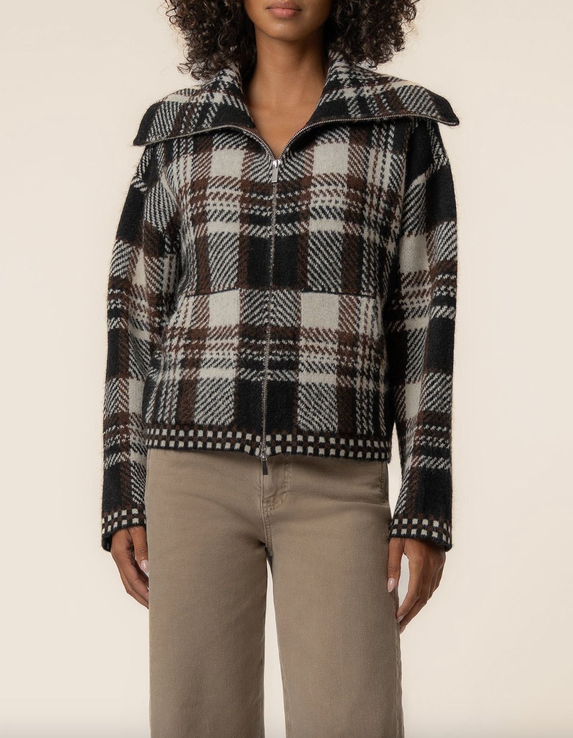 Chocolate Rue Zip up Sweater Jacket