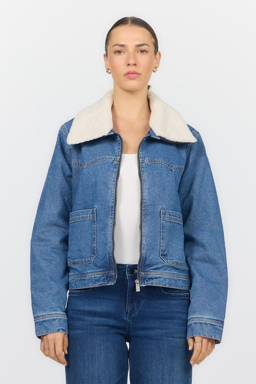 Waverly Fur Collared Denim Jacket