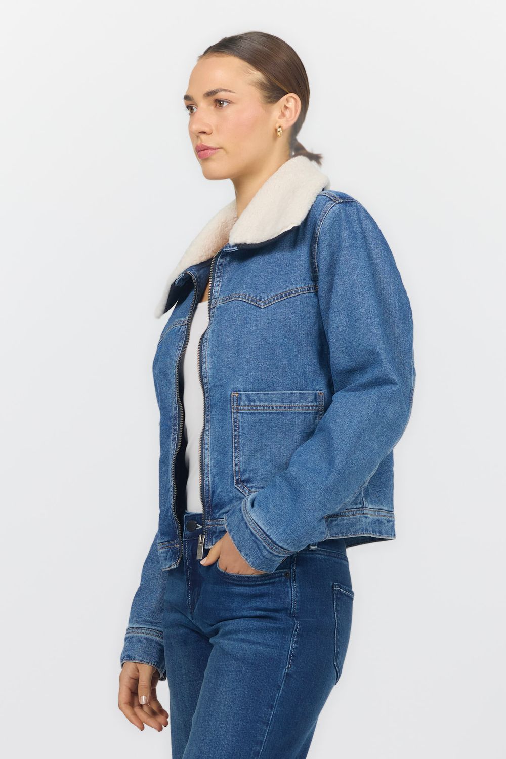 Waverly Fur Collared Denim Jacket