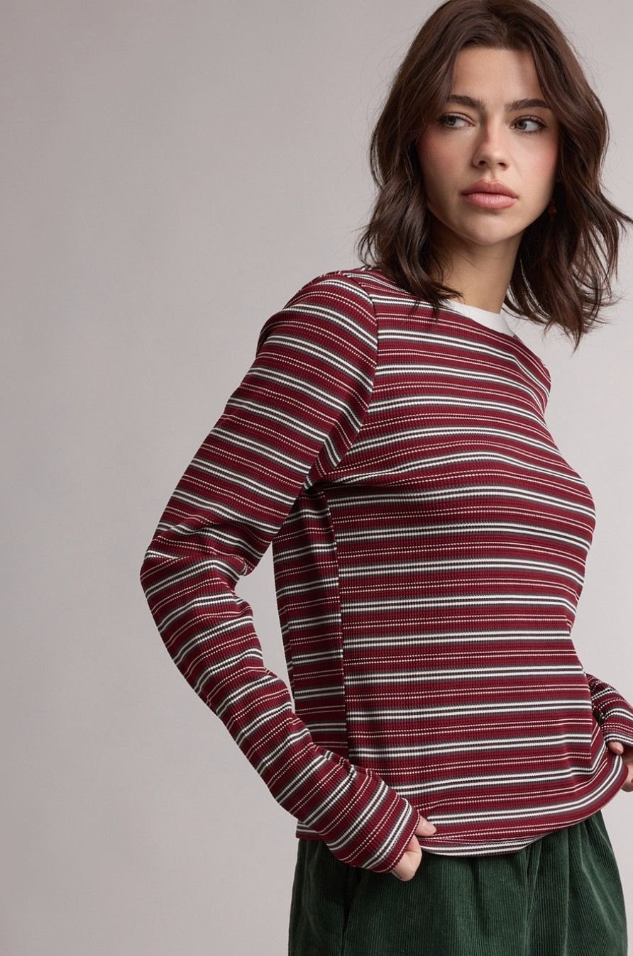 Burgundy Stripe Knit Top