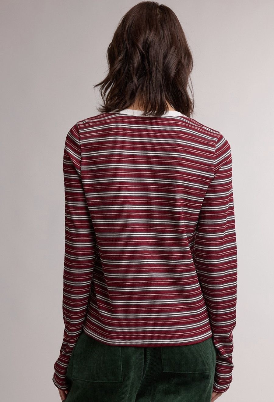 Burgundy Stripe Knit Top