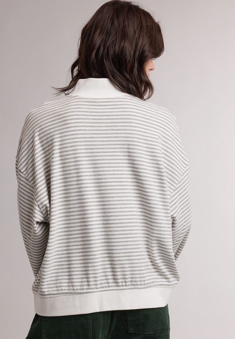 Heather Grey Stripe Mock Neck Knit Top