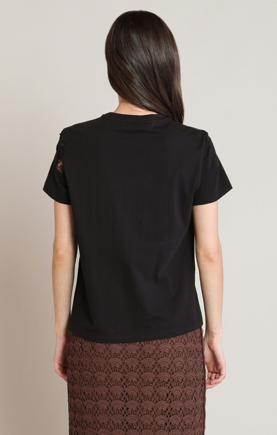 Black Lace Embroidered Tee