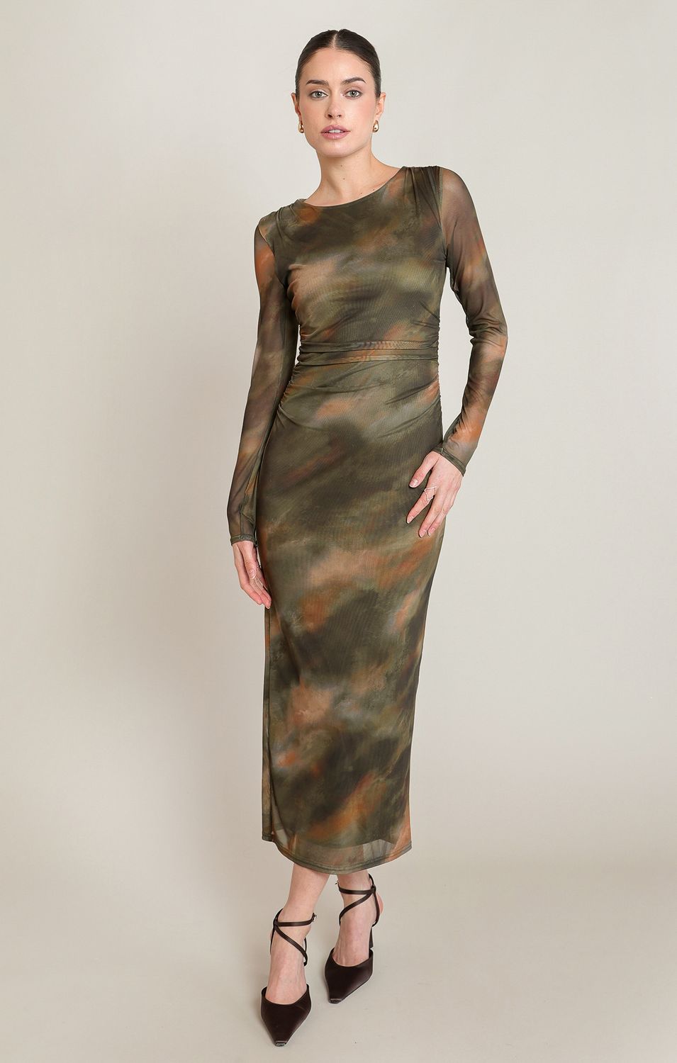 Printed Mesh Midi