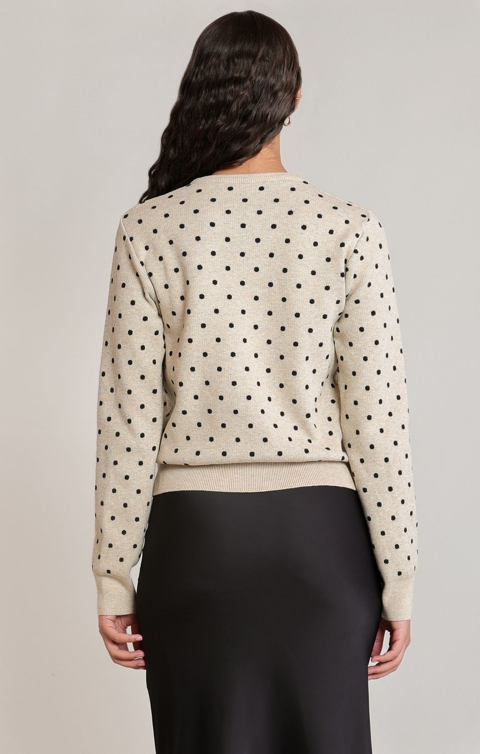 Oatmeal Polka Dot Cardigan