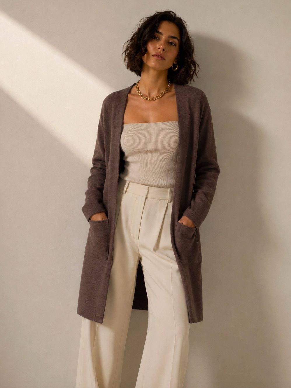 Coffee Long Cardigan