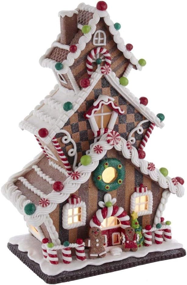 13&quot; Battery-Operated LED Gingerbread Cookie 3-Layer House