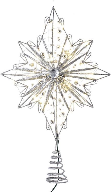 15.5&quot; Warm White Fairy LED Silver Star Treetop
