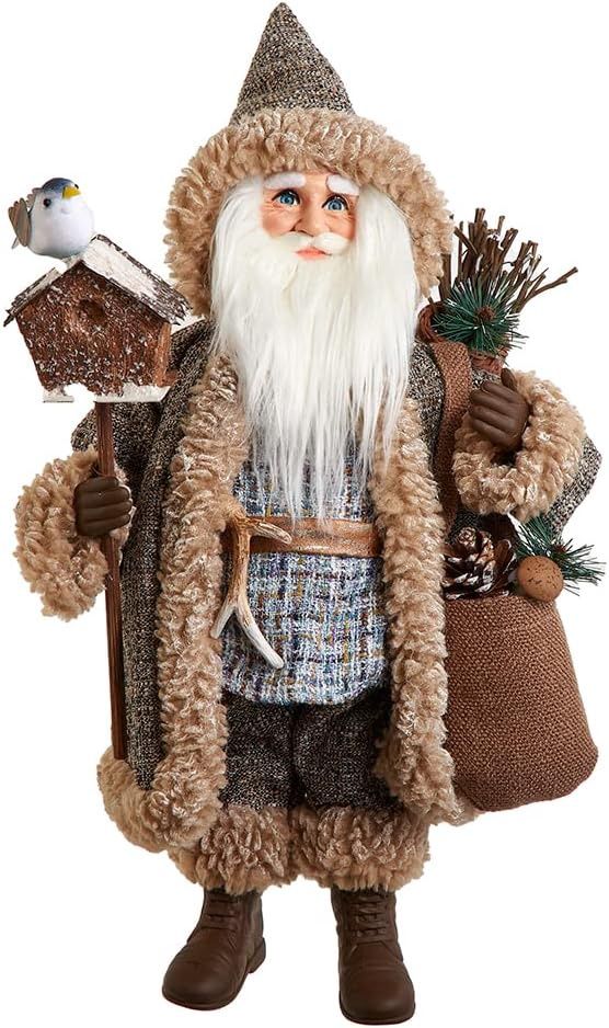 18&quot; Rustic Glam Santa Holding Birdhouse