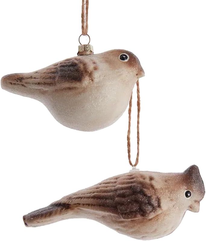 2.25&quot; Rustic Glam Glass Bird Ornament