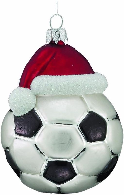 3&quot; Noble Gems™ Glass Soccer Ornament w/ Santa Hat