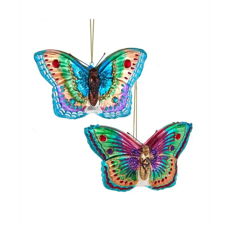 3.25&quot; Glass Butterfly Ornament
