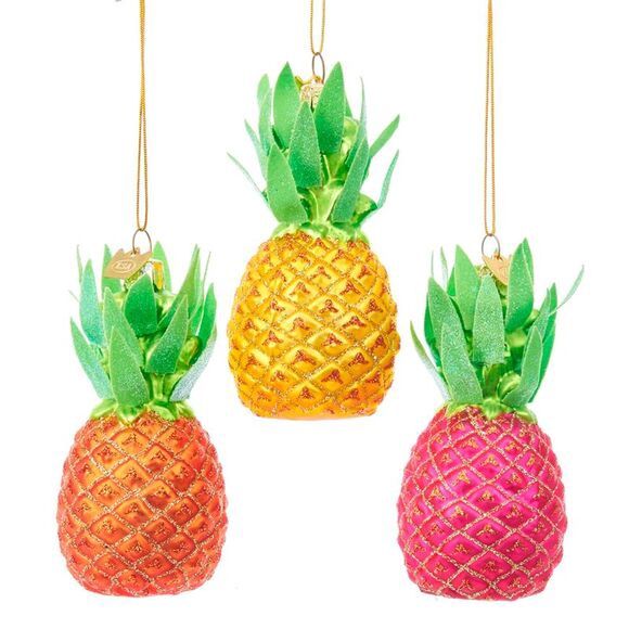 3.5&quot; Noble Gems™ Pineapple Glass Ornament, EACH