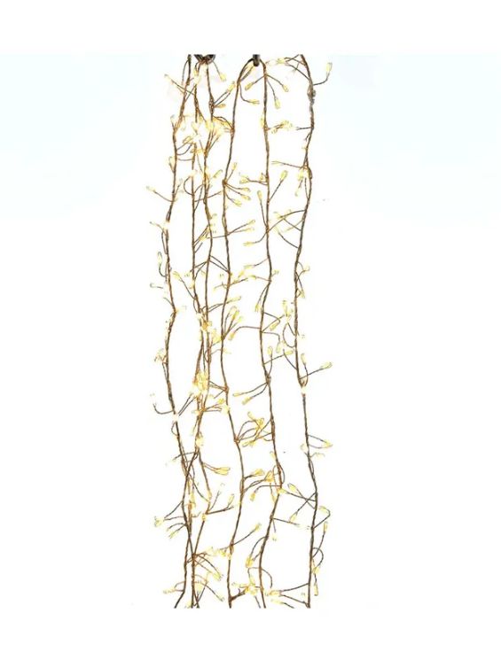 19.7&#39; 300-Light Warm White Superbright LED Cluster Light With Silver Wire Garland