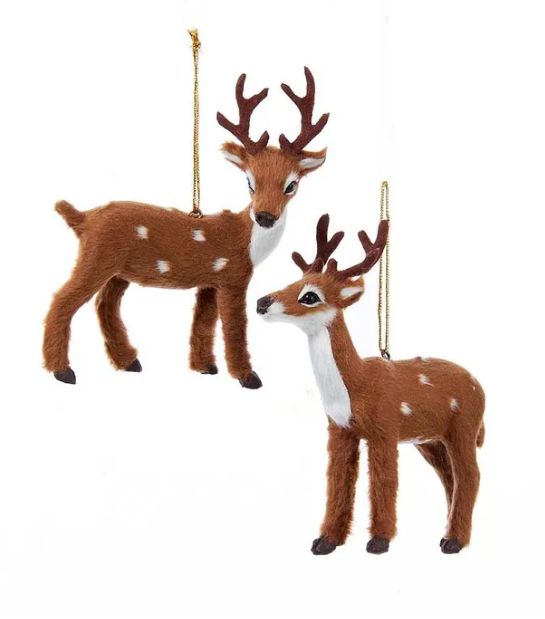 4&quot; Plush Brown/White Reindeer Ornament, EACH