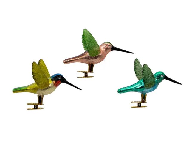 4.5" Noble Gems™ Hummingbird Clip-On Glass Ornament, EACH
