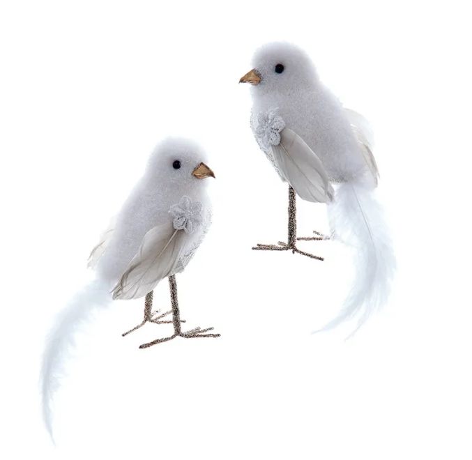 4.7&quot; Long Tail White Bird Ornament, EACH