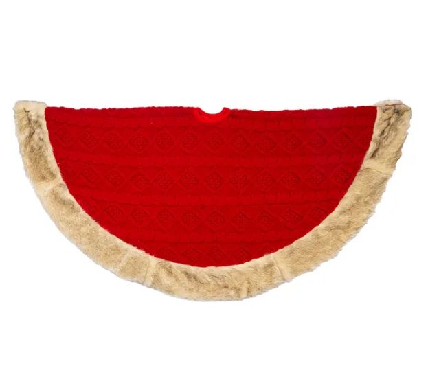 48&quot; Red Cable Knit Tree Skirt