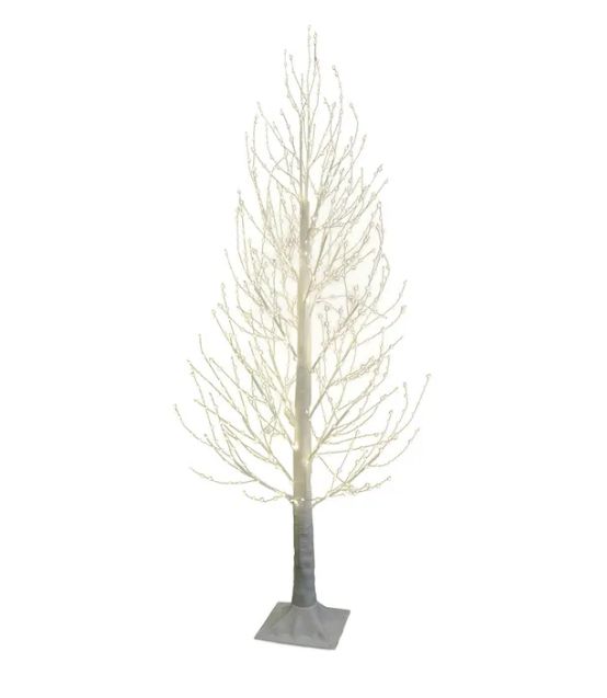 5&#39; Pre-Lit Warm White Fairy LED Winter White Twig Tree