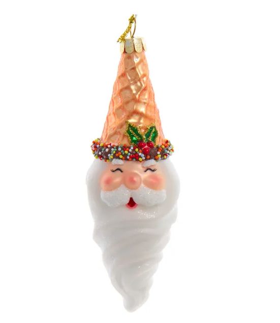 5.25" Noble Gems™ Glass Santa Ice Cream Cone