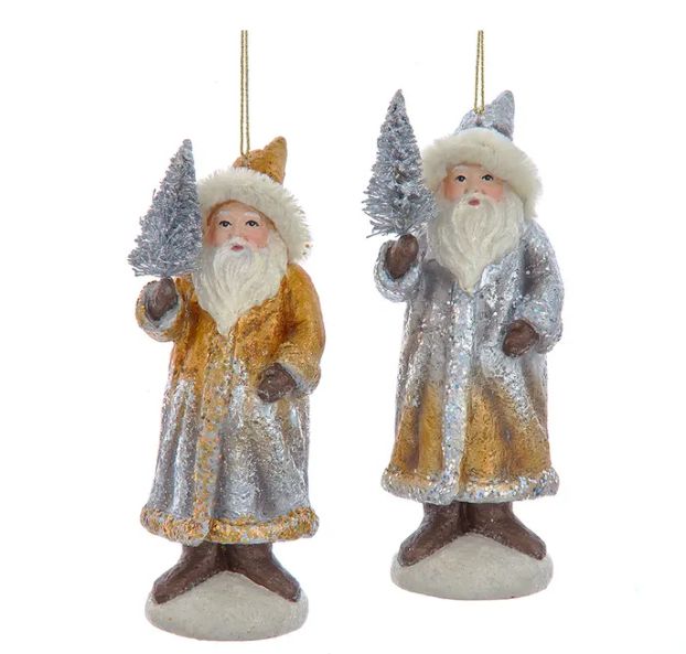5.75 Ombré Gold &amp; Silver Belsnickel Santa Ornament, EACH
