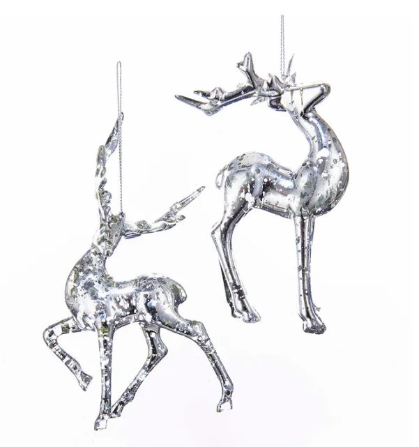 6&quot; Plastic Silver Reindeer Ornament, EACH