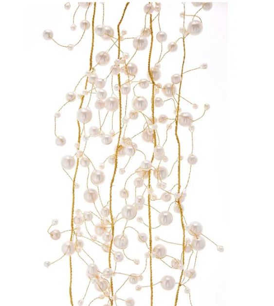 6&#39; Pearl Beads With Gold Wire Garland
