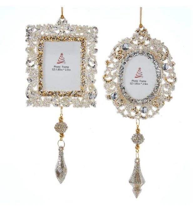 6.6&quot; Light Gold and Silver Picture Frame Ornament, EACH
