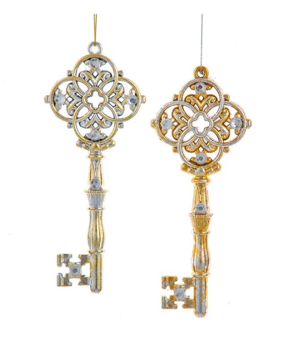 6.5&quot; Gold and Silver Ombré Key Ornament, EACH