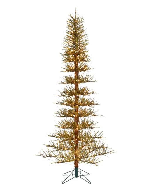 7.5&#39; Pre-Lit Warm White LED Slim German Layered Tree
